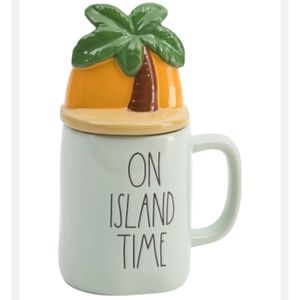 Rae Dunn On Island Time Coffee Mug with Lid Palm Tree Tropical
